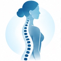 Ilustração de perfil com a coluna vertebral alinhada